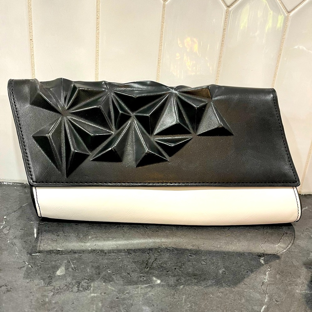 Melanie Lyne black and white clutch